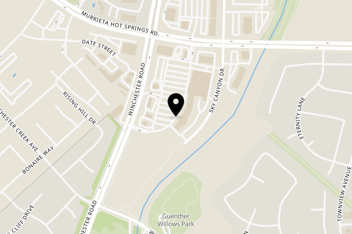 Map showing the location of Tasty Thai Cuisine on 39252 Winchester Road in Murrieta
